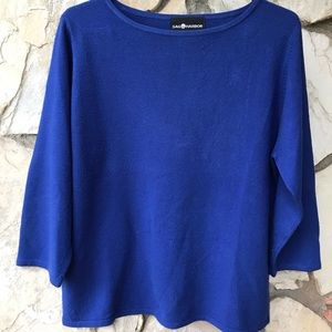 Bright cobalt blue acrylic sweater, size L